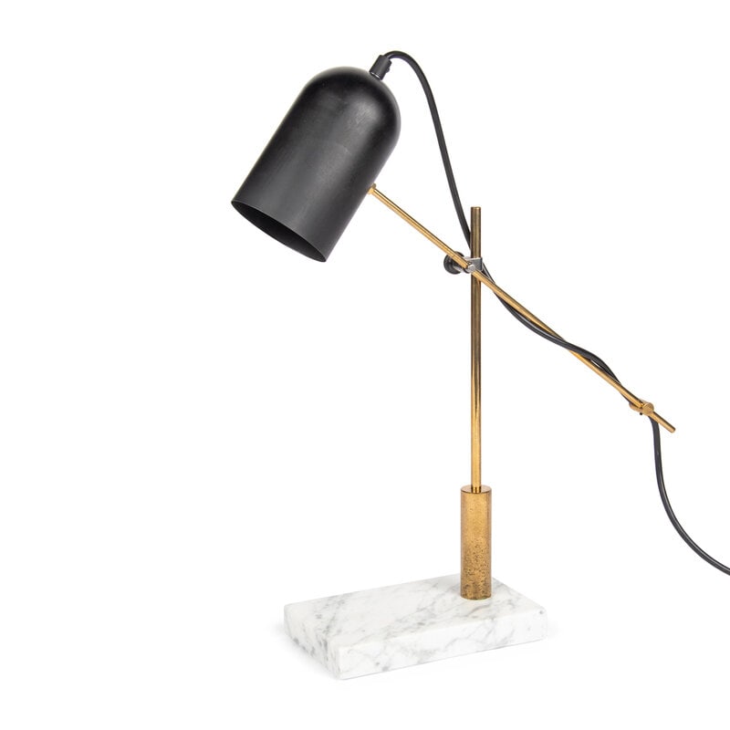 A Castor Catherine Steel, Brass, and Marble Table Lamp (1 of 13)