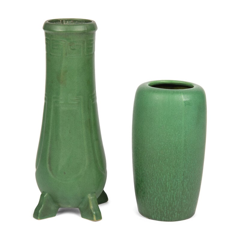 Two Matte Green Glazed Ceramic Vases (1 of 13)