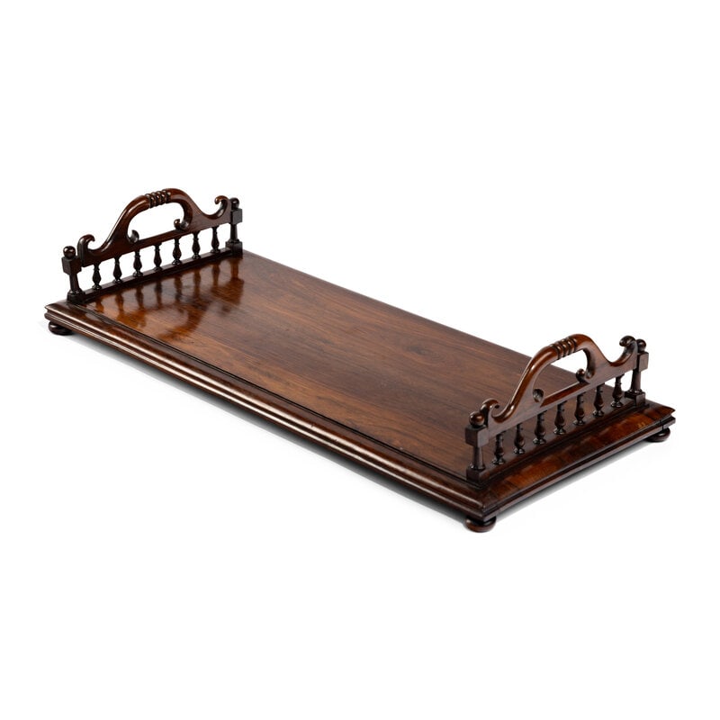 A William IV Rosewood Book Rack: A William IV Rosewood Book Rack 19th Century Height 5 1/2 x width 25 1/2 x depth 11 1/4 inches. Property from an Alessandra Branca-Designed Chicago Residence This lot is