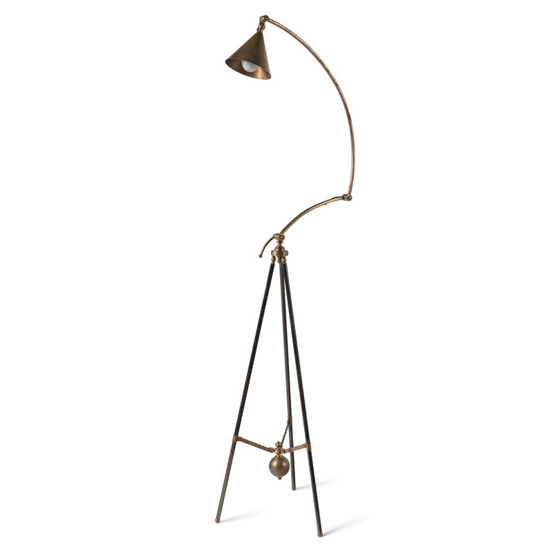 A Pair of Contemporary Bronze Tripod Swing-Arm Floor Lamps (1 of 13)
