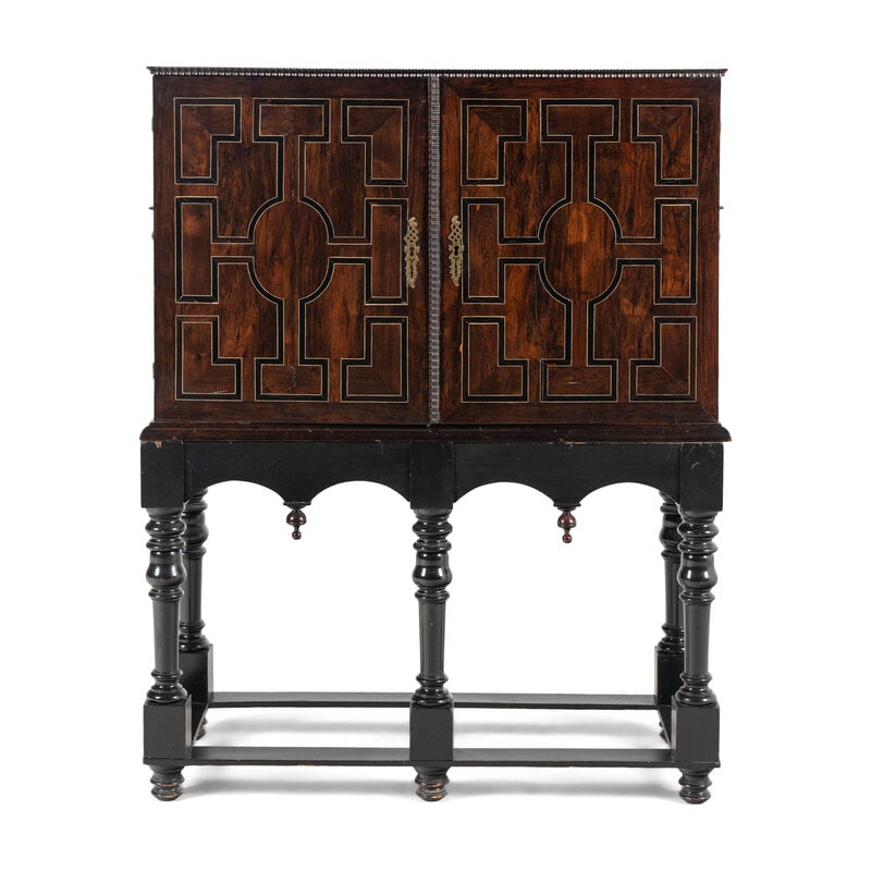 A Flemish or German Rosewood Cabinet on Stand: A Flemish or German Rosewood Cabinet on StandCabinet 17th Century, Stand Modern Height 50 x width 40 x depth 16 1/2 inches. Property from an Alessandra Branca-Designed Chicago Residence This lot is