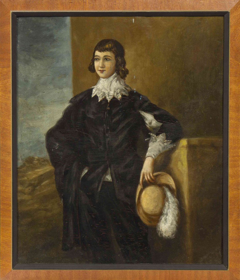 British School, (19th century), Gentleman with a Plumed: British School (19th century) Gentleman with a Plumed Hat oil on tin 16 x 13 1/4 inches.