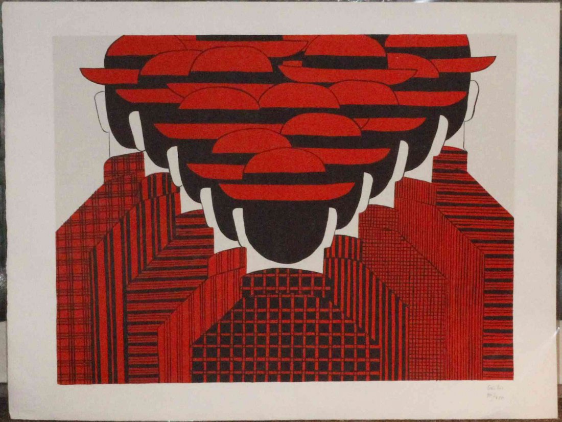 Yannis Gaitis, (Greek, 1923-1984), Red Man, 1973: Yannis Gaitis (Greek, 1923-1984) Red Man, 1973 lithograph edition 90/250, signed Gaitis (lower right) 19 1/2 x 25 1/2 inches.