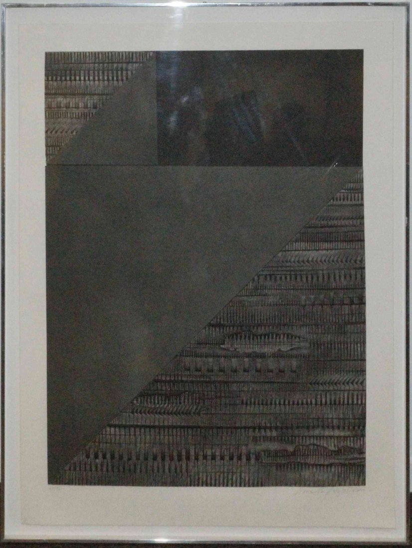 Arnaldo Pomodoro, (Italian, b. 1926), Immagine Trasvers: Arnaldo Pomodoro (Italian, b. 1926) Immagine Trasversale, 1977 etching and collage edition 67/90, signed Arnaldo Pomodoro (lower right) 29 1/2 x 21 1/2 inches.