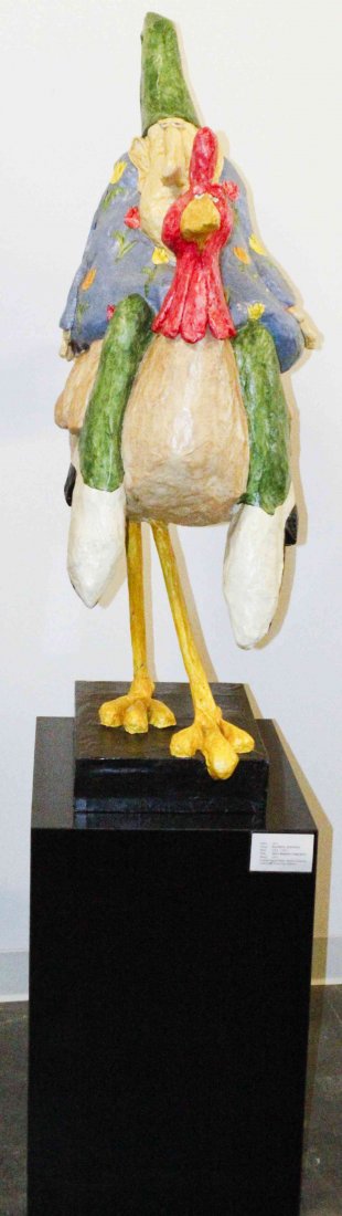 Stephen Hansen, (American, b. 1950), Man Riding Chicken: Stephen Hansen (American, b. 1950) Man Riding Chicken, 1974 papier mache signed Hansen and dated Height 45 inches.