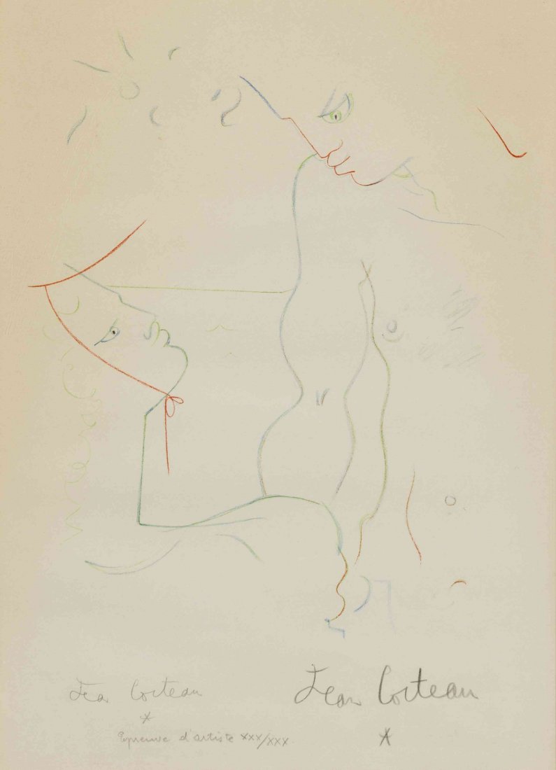 Jean Cocteau, (French, 1889-1963), Deux Tetes de Profil: Jean Cocteau (French, 1889-1963) Deux Tetes de Profil lithograph edition AP, signed Jean Cocteau (lower left) 13 1/2 x 11 1/4 inches.