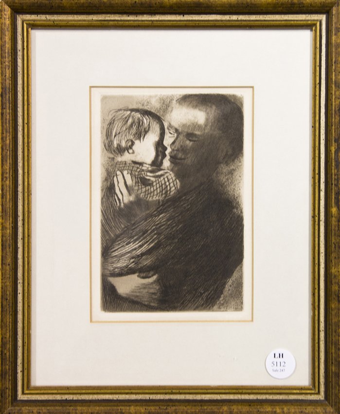 Kathe Kollwitz, (German, 1867-1945), Mother and Child: Kathe Kollwitz (German, 1867-1945) Mother and Child etching 7 1/2 x 5 inches.