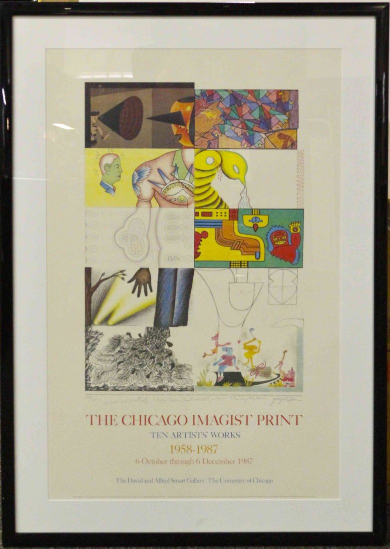 Jim Nutt, (American, b. 1938), The Chicago Imagist Prin: Jim Nutt (American, b. 1938) The Chicago Imagist Print, Ten Artist's Works The David and Alfred Smart Gallery, The University of Chicago exhibition poster edition 180/250, signed Jim Nutt, Art Green,