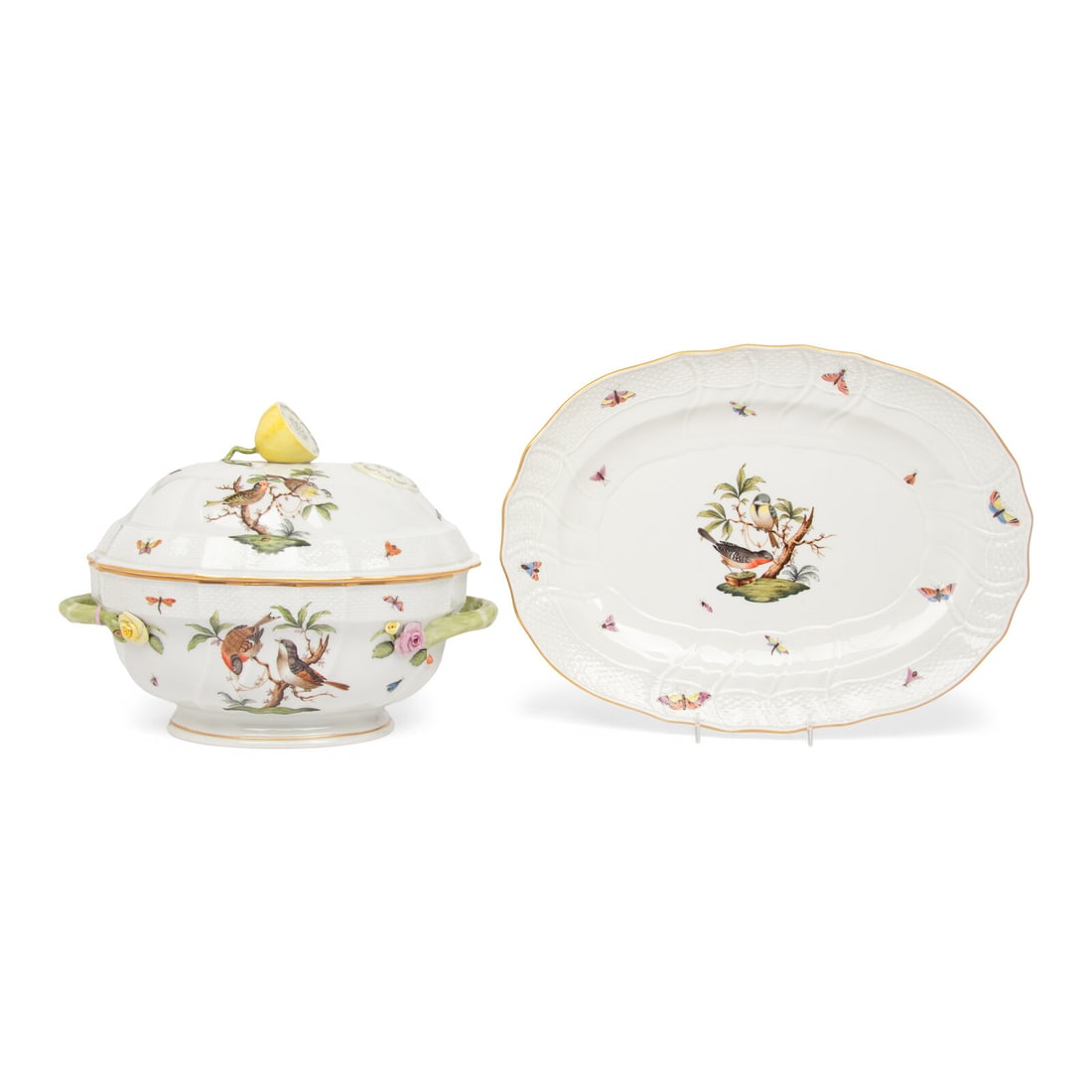 A Herend Rothschild Bird Porcelain Tureen and Underplate (1 of 4)