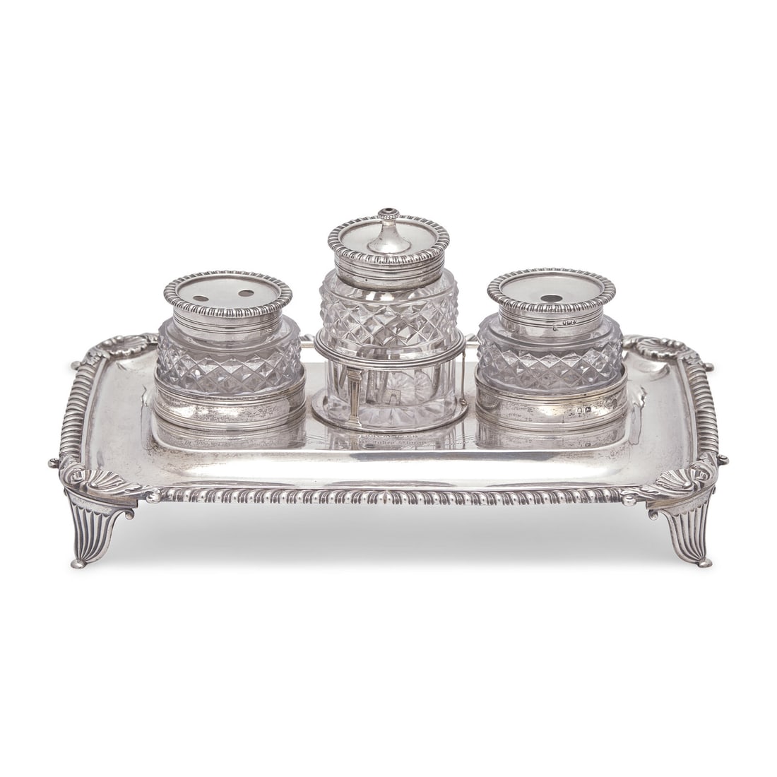 A George III Engraved Silver Ink Stand (1 of 2)