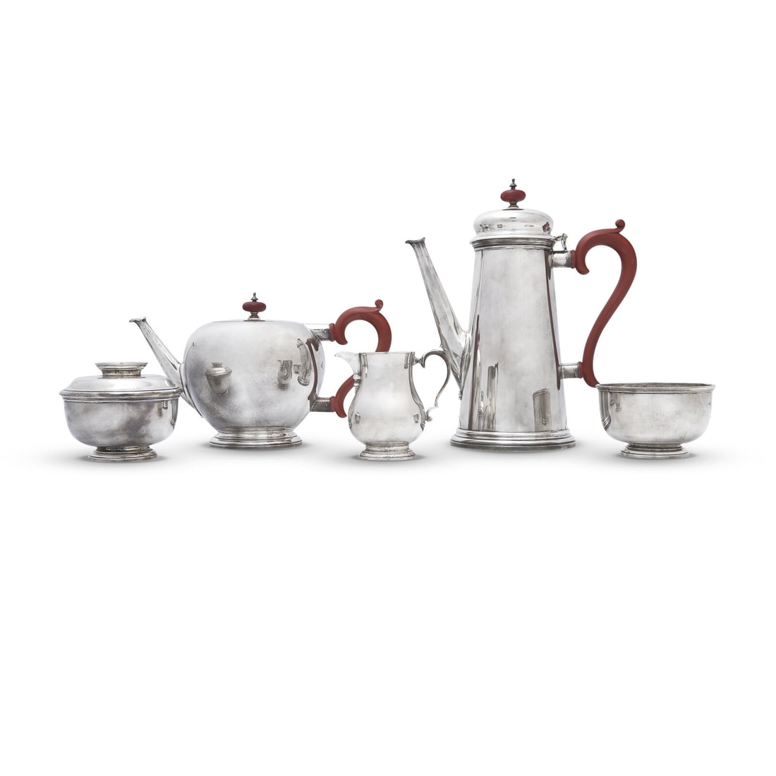 An English Silver Five-Piece Tea and Coffee Service (1 of 3)