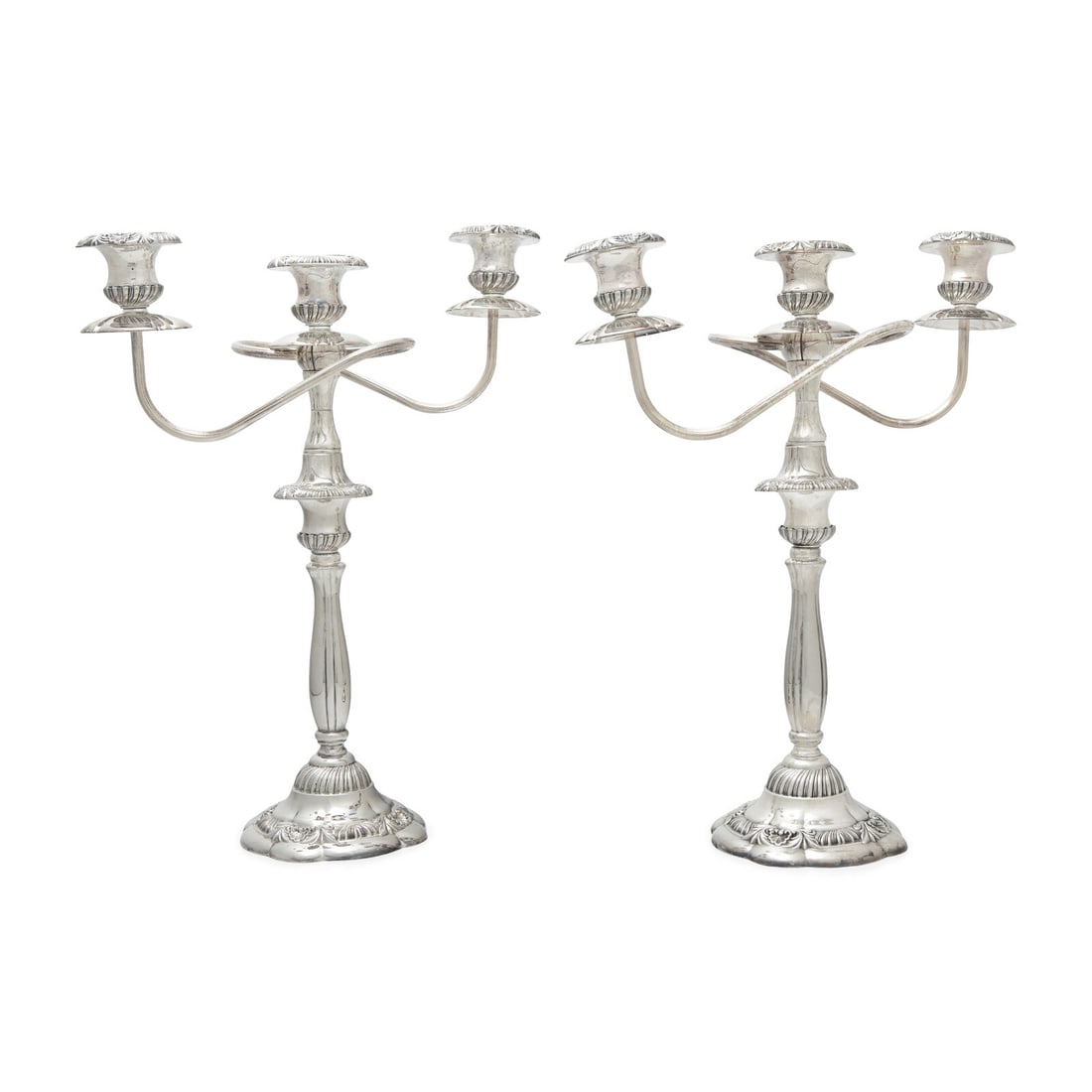 A Pair of Italian Silver-Plate Three-Light Candelabra (1 of 2)
