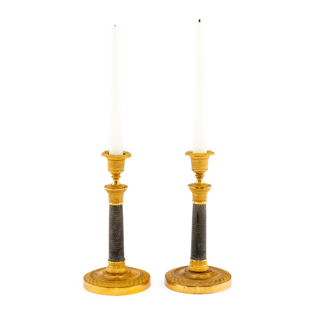 A Pair of Continental Gilt and Patinated Bronze Candlesticks (1 of 3)