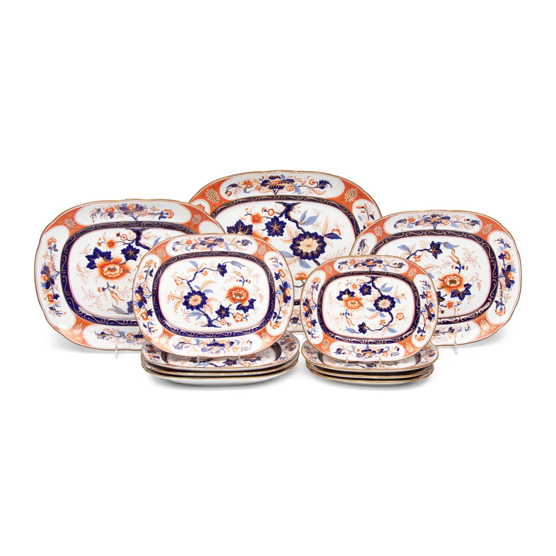 A Set of Eleven English Imari Palette Ironstone Platters (1 of 4)