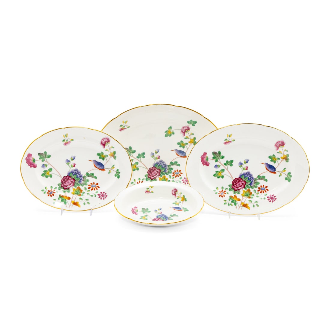 A Group of Wedgwood Cuckoo Porcelain Serving Dishes: A Group of Wedgwood Cuckoo Porcelain Serving Dishes 20th Century comprising 3 oval serving plates and 1 oval serving bowl; 4 items total. marked 'Wedgwood/Bone China/Made in England' to underside Diam