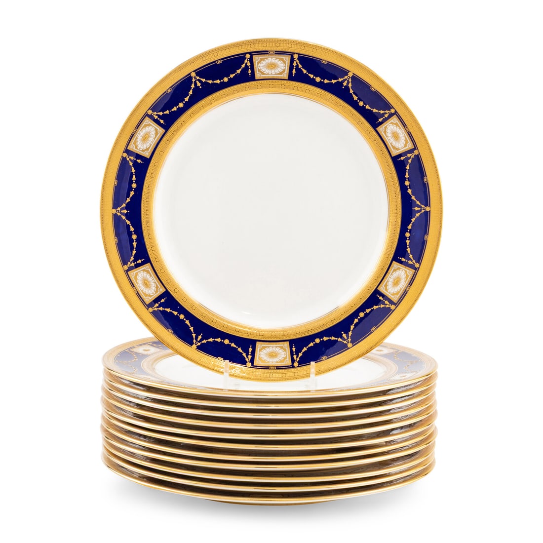 A Set of Twelve Royal Doulton Parcel Gilt Porcelain Dinner Plates (1 of 5)