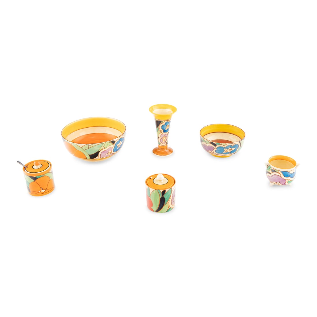 A Group of Seven Clarice Cliff Gardenia Ceramic Table Articles (1 of 4)