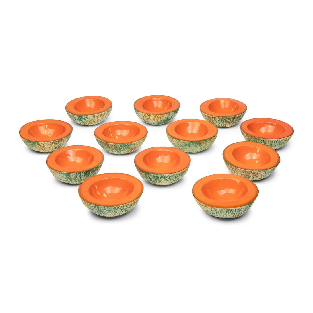 A Set of Twelve Porcelain Melon Bowls by Ed E. Langbein: A Set of Twelve Porcelain Melon Bowls by Ed E. Langbein Italy, Mid-20th Century each stamped 'ED. LANGBEIN / ITALY / ORIGINAL' to the underside. Height 2 1/8 x diameter 6 inches. Property from the Wet