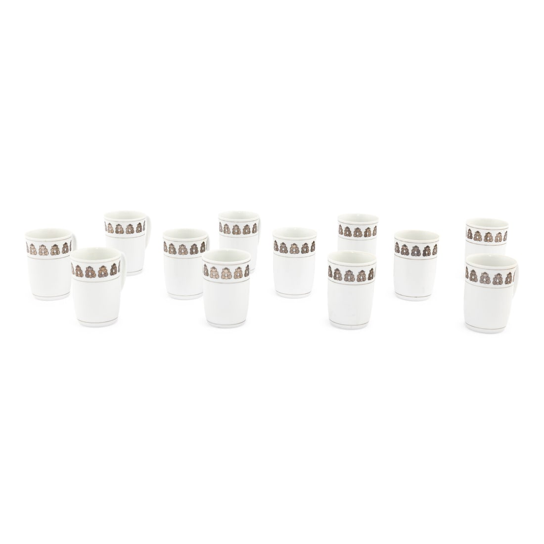 A Set of Twelve Georg Jensen Acorn Porcelain Coffee Mugs: A Set of Twelve Georg Jensen Acorn Porcelain Coffee Mugs 20th Century Height 4 inches. This lot is located in Chicago.