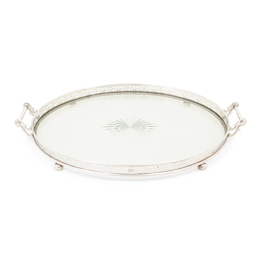 An American Silver Mounted Cut Glass Tray (1 of 4)