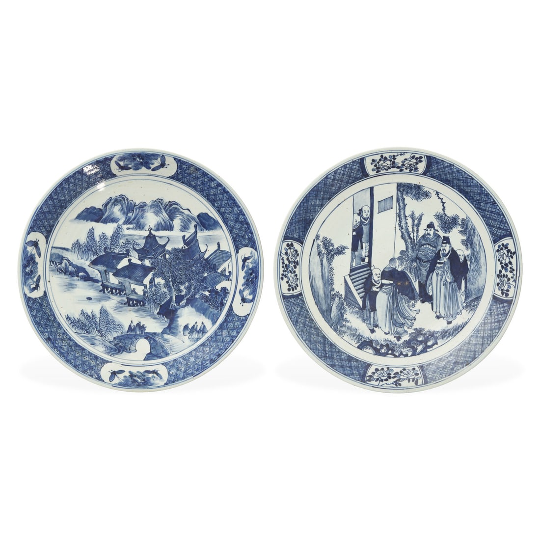 Two Chinese Blue and White Porcelain Chargers (1 of 4)