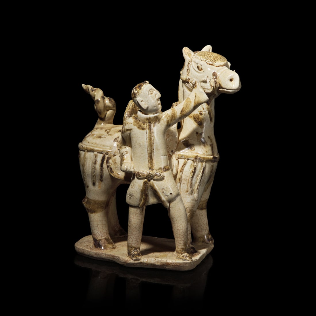 A Chinese Qingbai Iron-Brown Splashed Equestrian Figural Group, Northern Song Dynasty 北ê (1 of 8)