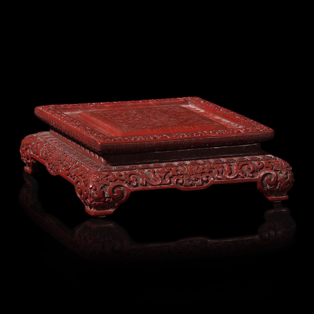 A Chinese Lacquer Square Stand by Lu Kuisheng (1775-1850) made for Guaerjia Binliang (1784-1847) (1 of 3)