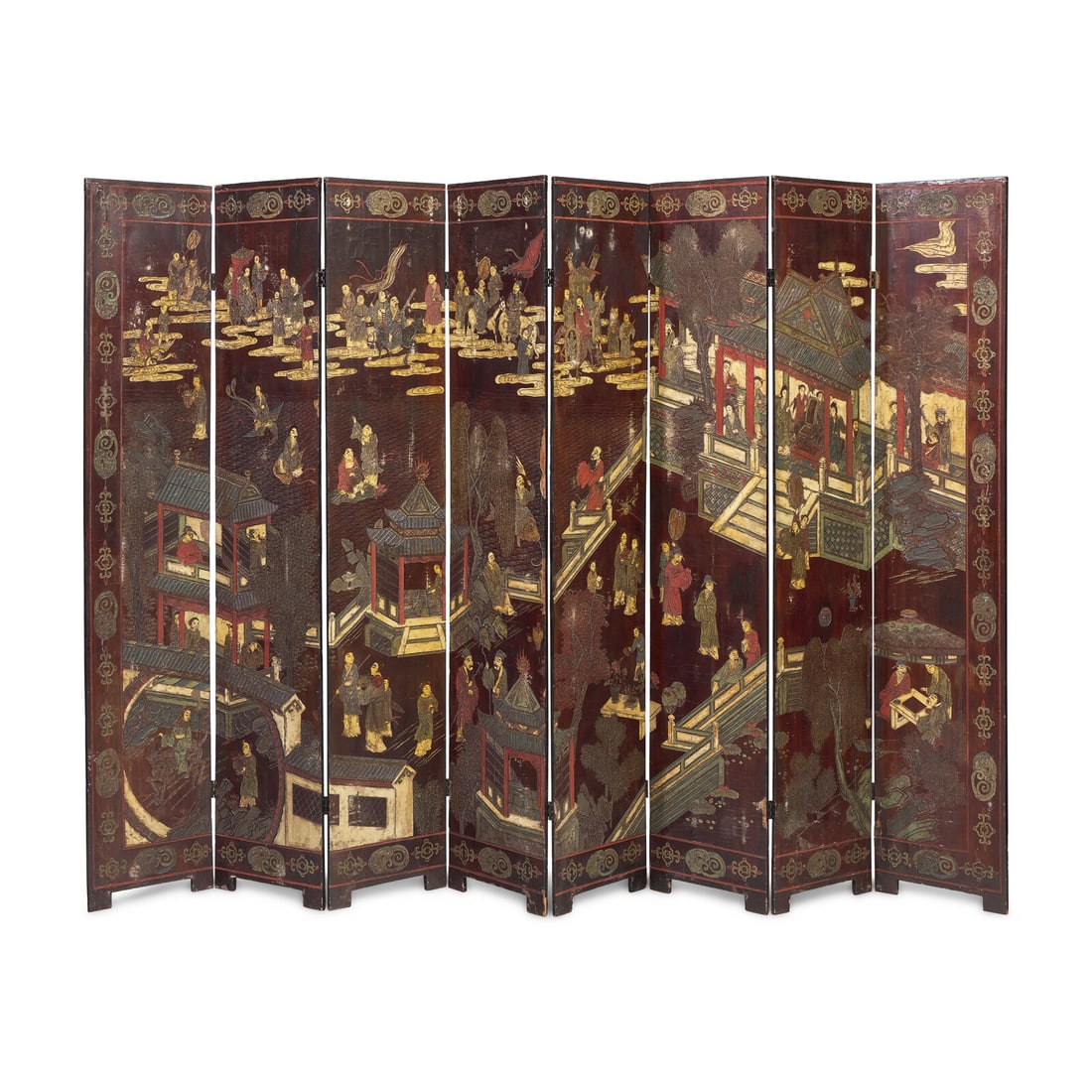 A Chinese Eight-Panel Coromandel Screen, Qing Dynasty 清乾隆乙未 (1 of 6)