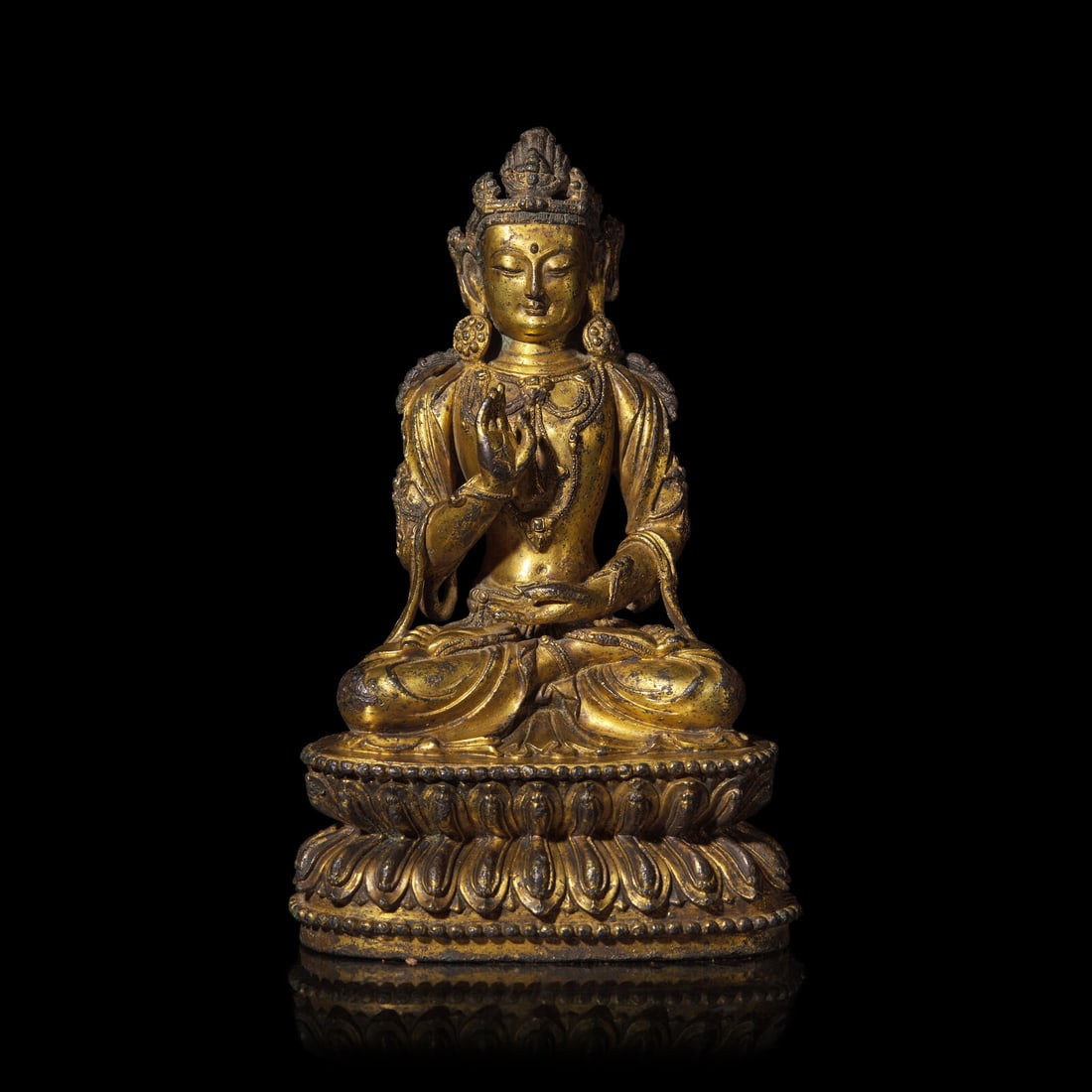 A Chinese Gilt Bronze Figure of a Seated Bodhisattva, Ming Dynasty, 15th Century 明 銅 (1 of 6)
