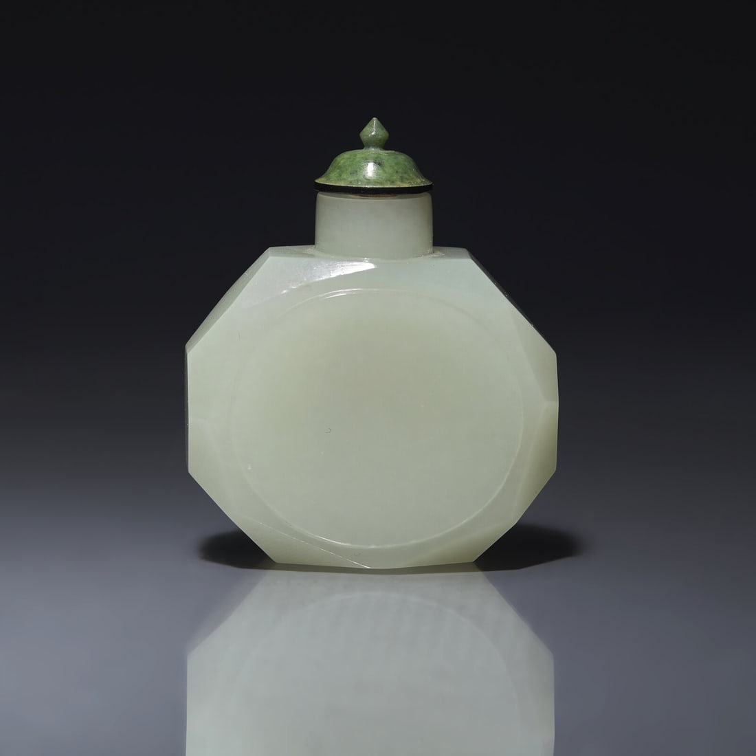 A Chinese White Jade Snuff Bottle 白玉八方鼻烟壺 (1 of 2)