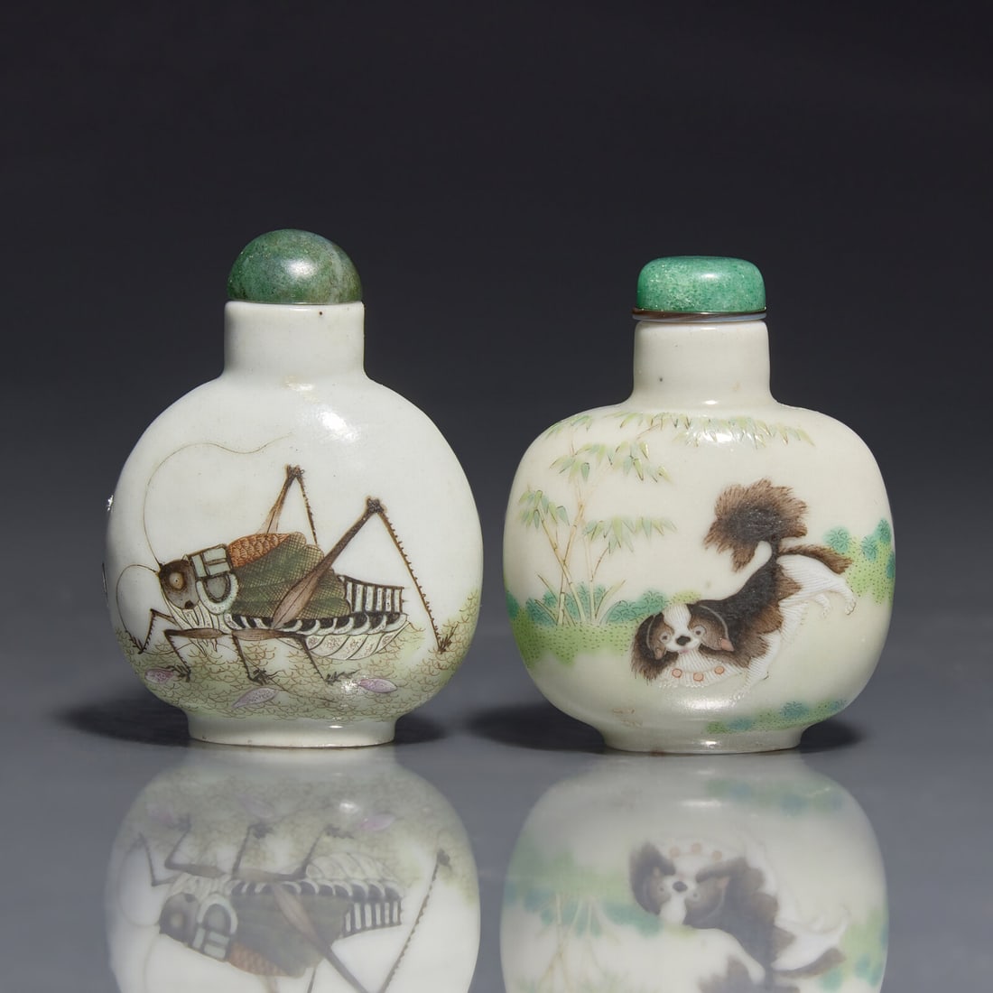 Two Chinese Enameled Porcelain Snuff Bottles, Daoguang Marks and of the Period 清道 (1 of 2)