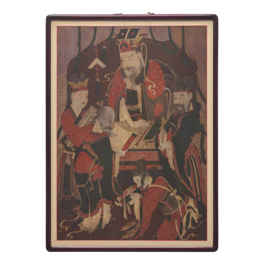 A Korean Painting Depicting a King of Hell, Joseon Dynasty 朝鮮《十王: A Korean Painting Depicting a King of Hell, Joseon Dynasty 朝鮮《十王圖》 Joseon Dynasty (1392-1910) ink and color on silk depicting the King of Hell and his