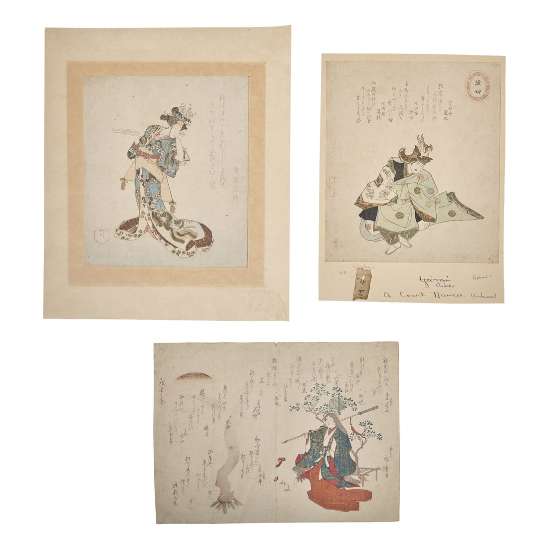 Three Japanese Surimono, Edo-Meiji Period 日本江户时代 柳 (1 of 5)