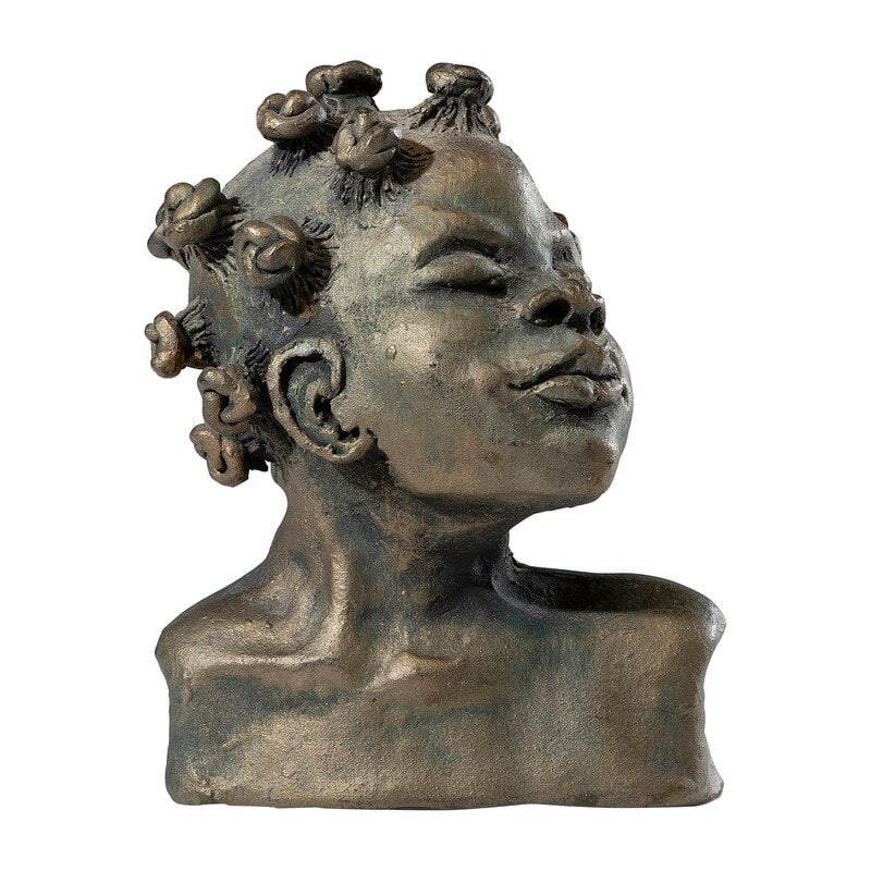 [African Americana] Bust Sculpture of a African American Female Subject : [African Americana] Bust Sculpture of a African American Female Subject Artist unknown. Bust sculpture of a young Black female subject, which appears to be painted earthenware (possibly terra
