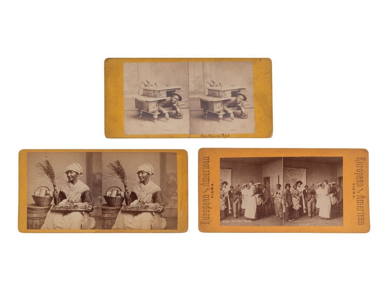 [African Americana] Group of 13 Stereoviews of African American Personalities, incl. Occupational Po: [African Americana] Group of 13 Stereoviews of African American Personalities, incl. Occupational Portraits 13 stereoviews on cardstock mounts, ca 1870s-early 1900s, featuring the following