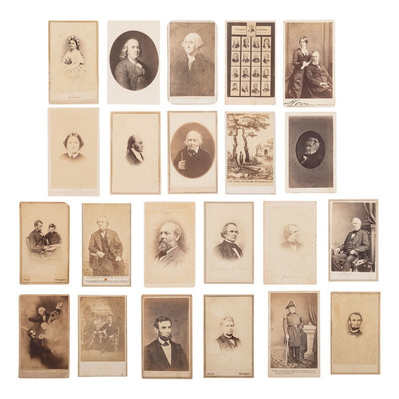 [Americana] Group of 22 Carte de Visites of Founding Fathers and Presidents: [Americana] Group of 22 Carte de Visites of Founding Fathers and Presidents 22 CDVs of Founding Fathers and US Presidents, comprised of a combination of images after lithographs/engravings and from