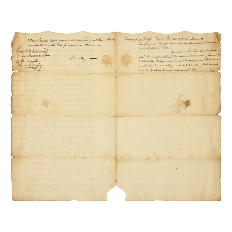 [Americana] Jay, John. Autograph Document, signed. (1 of 2)