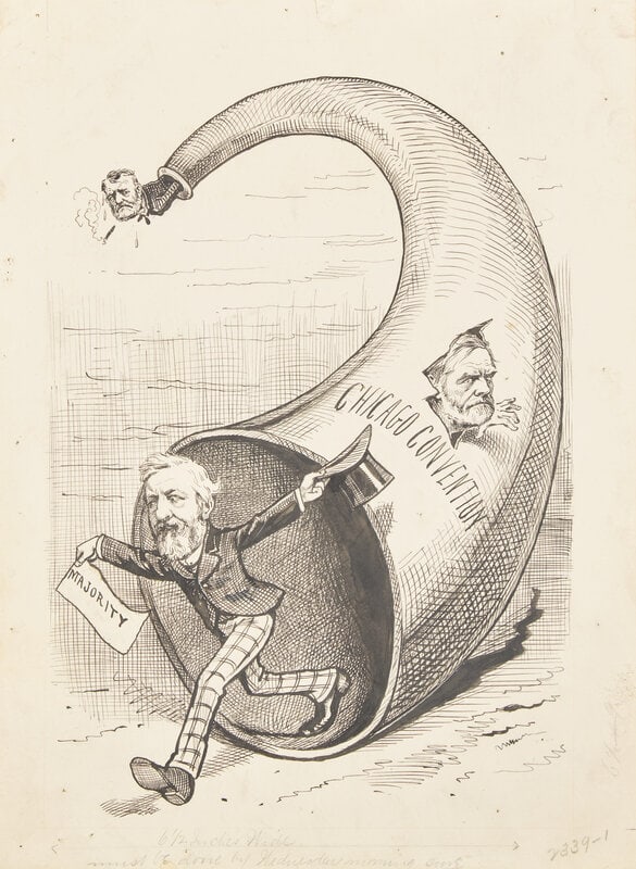 [Americana] Original Political Cartoon, ca. 1880 - 2