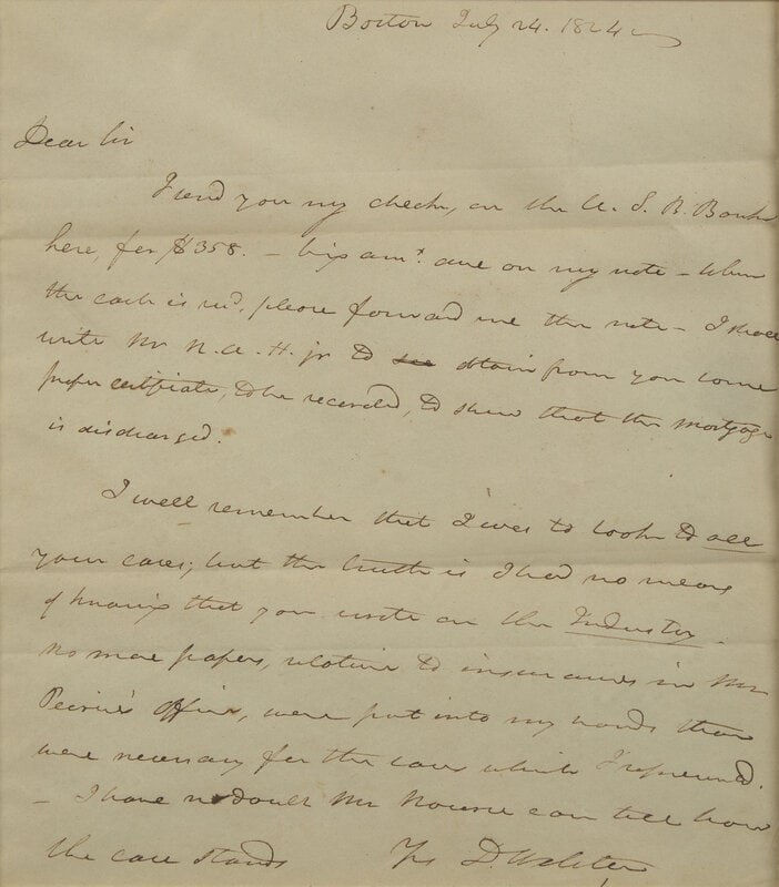 [Americana] Webster, Daniel. Autograph Letter, signed (1 of 2)