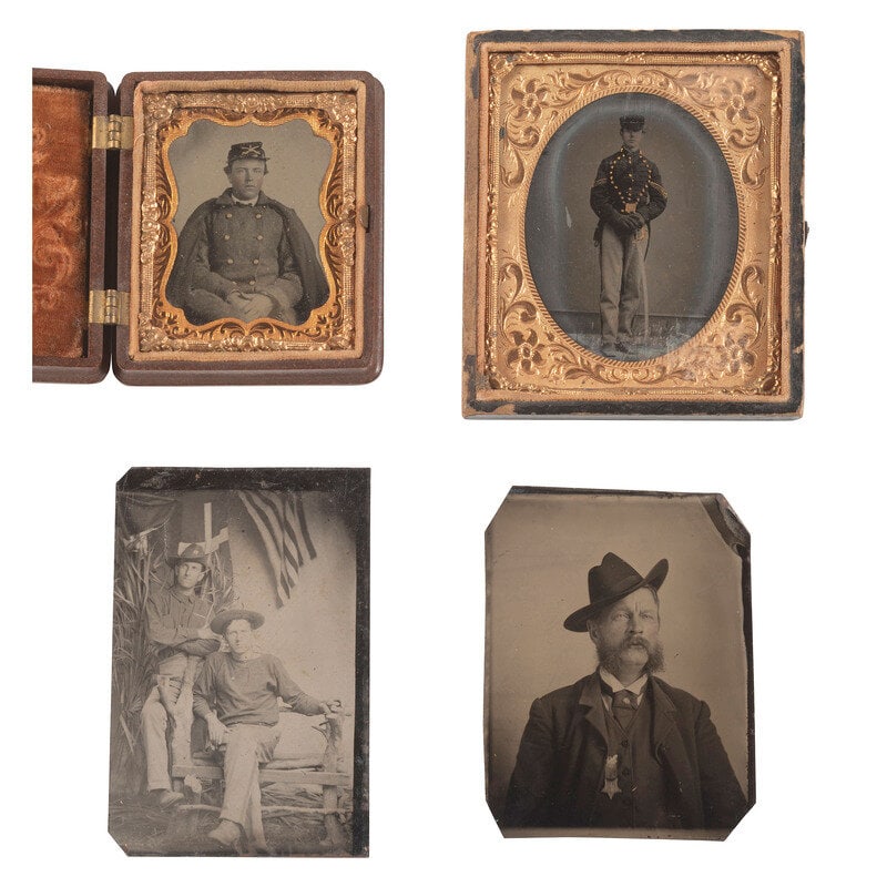 [Civil War] Group of Five Ambrotypes and Tintypes of Uniformed Soldiers, incl. US Cavalrymen (1 of 2)