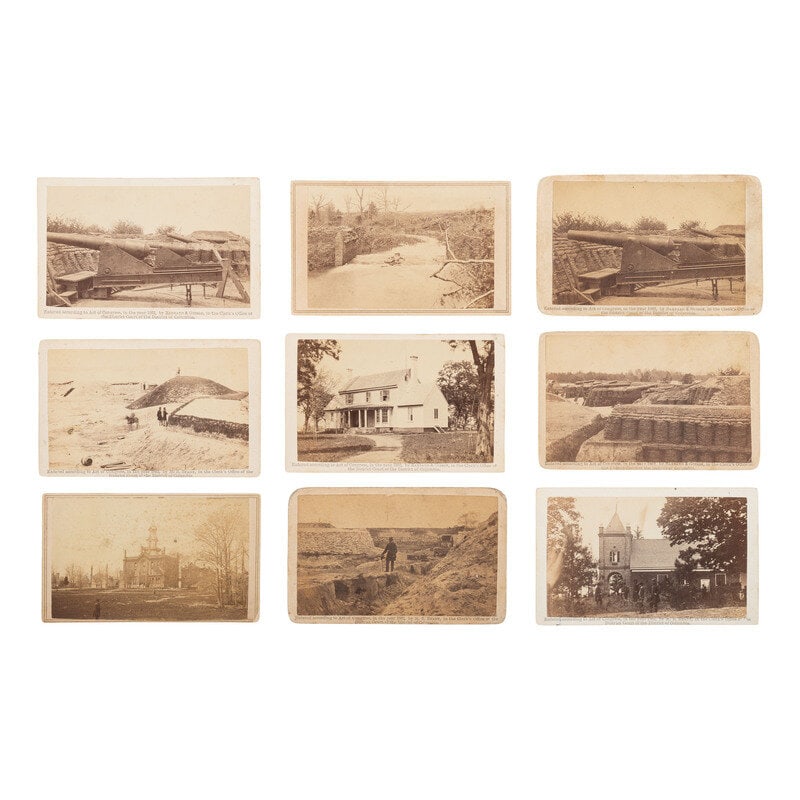 [Civil War] Group of Nine Carte de Visites of Artillery, Fortifications, and More from Brady's Album: [Civil War] Group of Nine Carte de Visites of Artillery, Fortifications, and More from Brady's Album Gallery 9 CDVs, only two lacking verso label for Brady's Album Gallery. Most with photographers' co