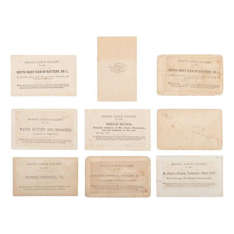 [Civil War] Group of Nine Carte de Visites of Artillery, Fortifications, and More from Brady's Album - 2