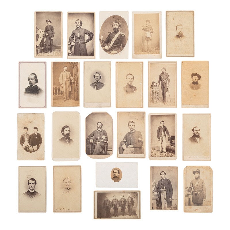 [Civil War] Group of 23 Carte de Visites of Union Soldiers from New England, the Midwest, and the So: [Civil War] Group of 23 Carte de Visites of Union Soldiers from New England, the Midwest, and the South 23 CDVs of soldiers, some subjects identified. The following photographers/studios are