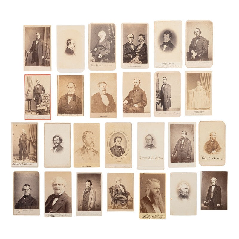 [Civil War] Group of 96 Carte de Visites of Politicians and Other Personalities : [Civil War] Group of 96 Carte de Visites of Politicians and Other Personalities Approx. 96 CDVs of political leaders, statesmen, judges, attorneys, writers, journalists, financiers, and other
