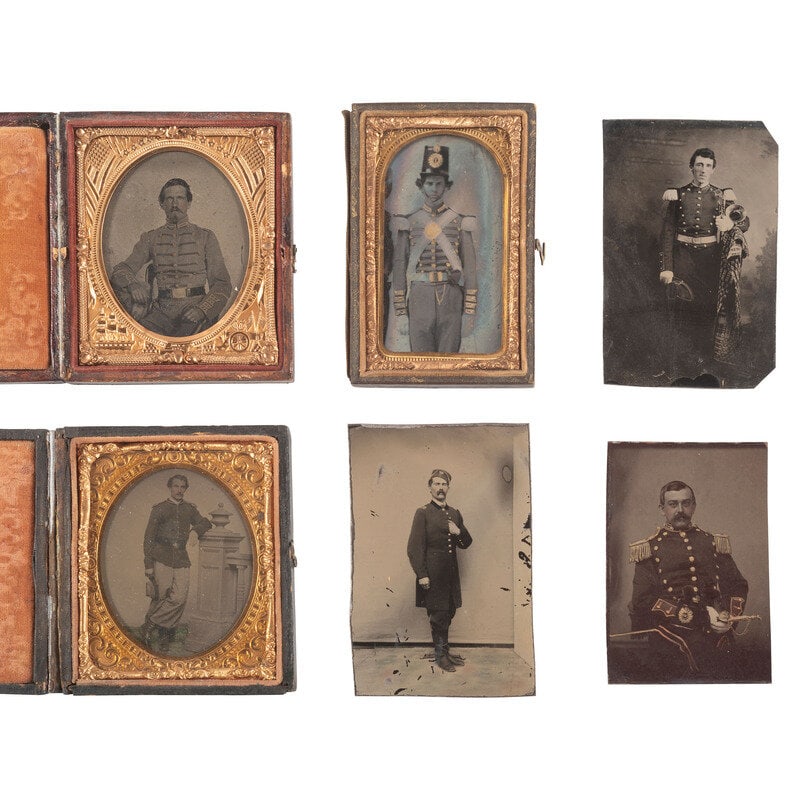 [Civil War] Group of Six Tintypes and Ambrotypes of Military Subjects, incl. New York Militiamen.  (1 of 1)
