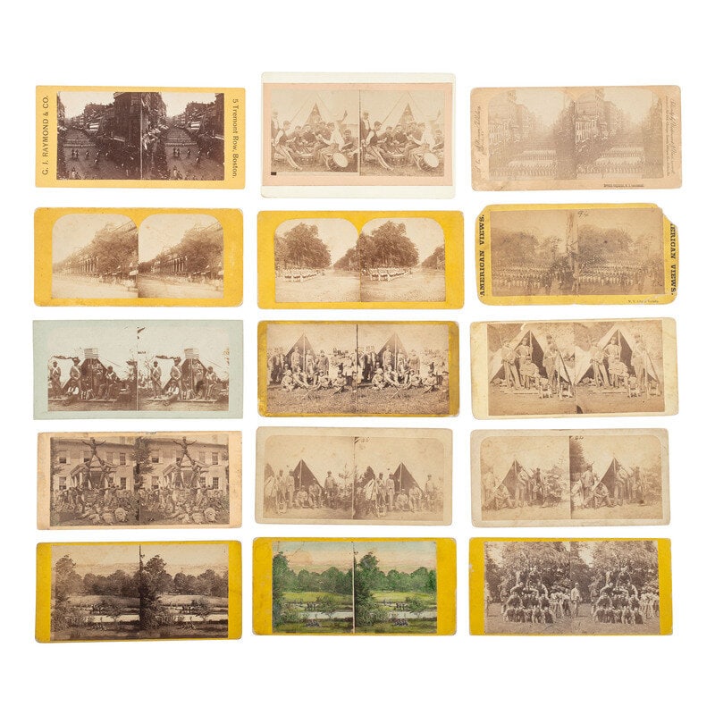 [Civil War] Group of 15 Stereoviews of the 7th New York State Militia. : [Civil War] Group of 15 Stereoviews of the 7th New York State Militia. 15 assorted stereoviews featuring scenes and subjects related to the 7th New York State Militia. Most feature some toning and