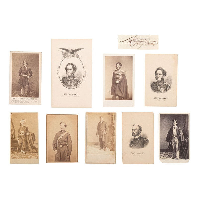 [Civil War] Group of 10 Items Related to New York Zouaves, incl. Abram Duryee and Elmer Ellsworth : [Civil War] Group of 10 Items Related to New York Zouaves, incl. Abram Duryee and Elmer Ellsworth 10 items related to Zouaves. Images in varying conditions though most feature some toning and spottin