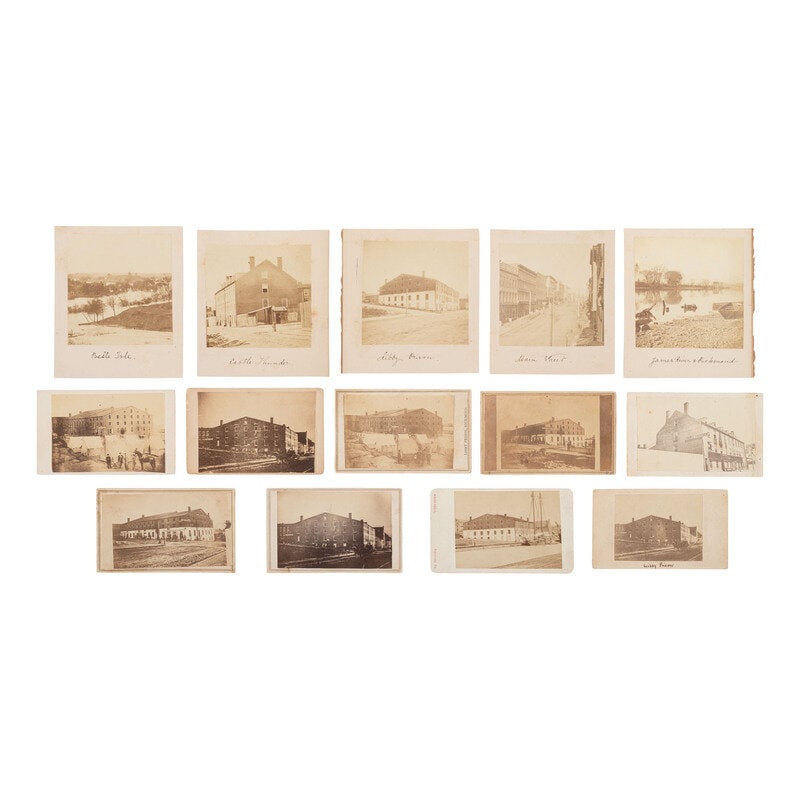 [Civil War] Group of 14 Photographs of Confederate Military Prisons (1 of 2)