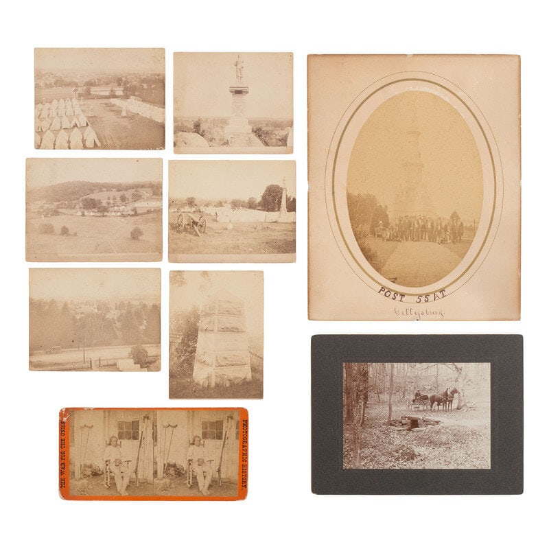 [Civil War] Group of 16 Photographs and Ephemera Related to Post-War Gettysburg (1 of 4)