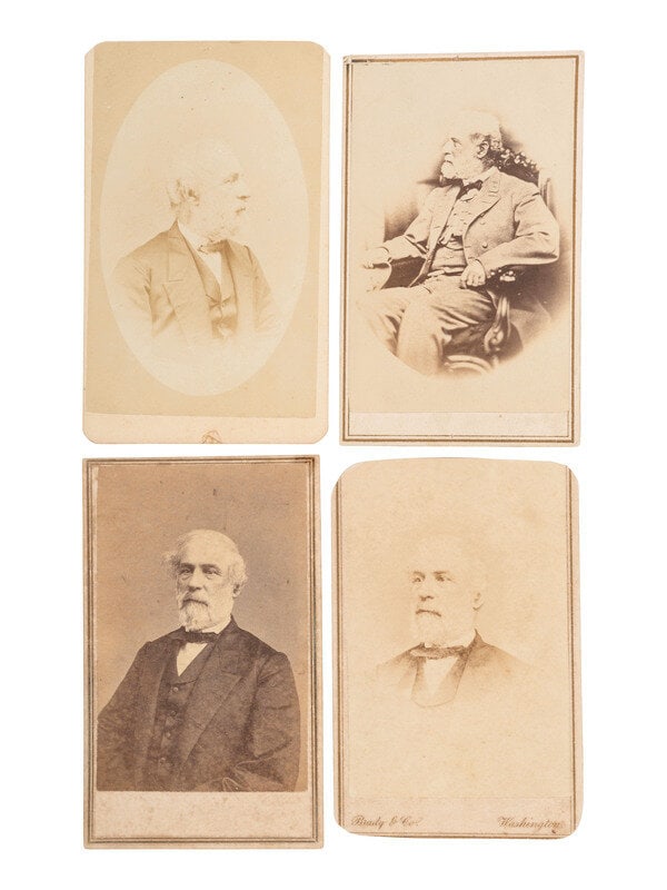 [Civil War] (Lee, Robert E.) Group of Four Carte de Visites: [Civil War] (Lee, Robert E.) Group of Four Carte de Visites 4 CDVs featuring post-war portraits of Confederate General Robert E. Lee. Includes: A seated portrait of Lee dressed in the uniform that he